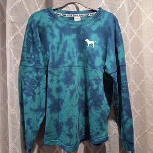 PINK Victoria's Secret Blue Tie-Dye Sweatshirt